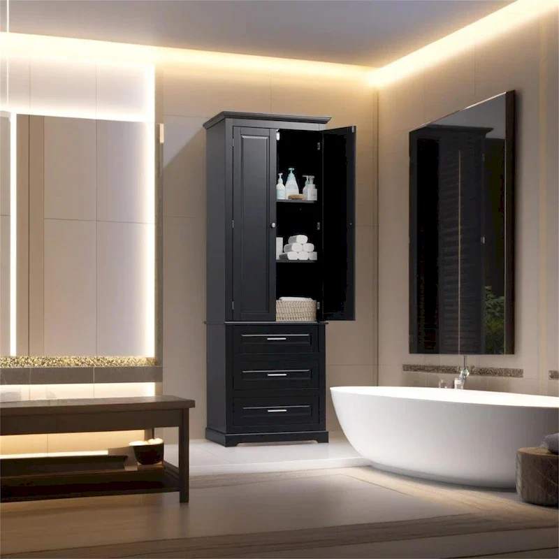 Tall Storage Cabinet with Three Drawers