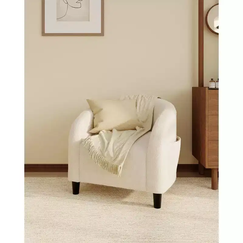 COZONY 28 Velvet Accent Chair Barrel Club Chair with U-Shaped Back, Curved Armrests & Soft Padded Seat for Living Room Bedroom