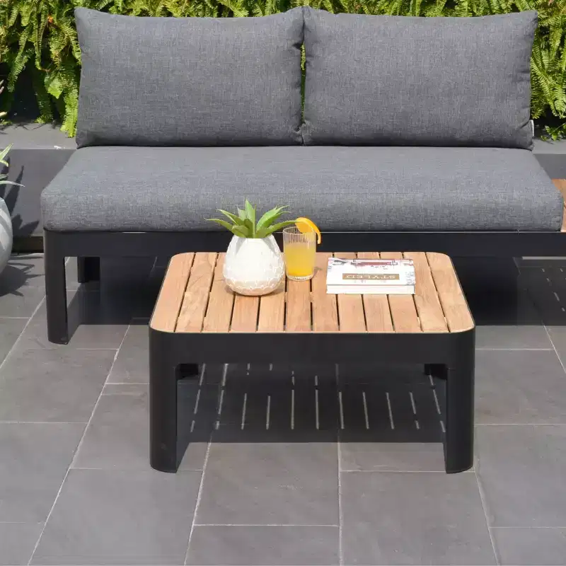 Amazonia Teak Wood 100% FSC and Aluminum Patio Coffee Table Black
