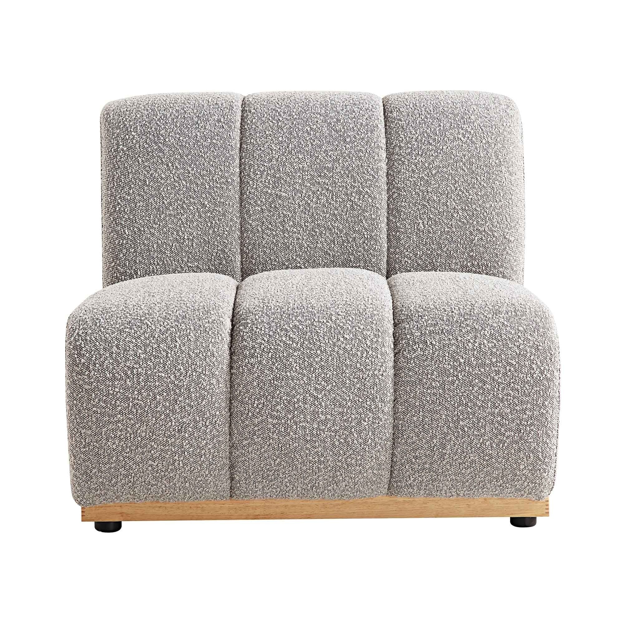 Taupe Boucle Sectional Sofa, 1-Seater Armless Sofa