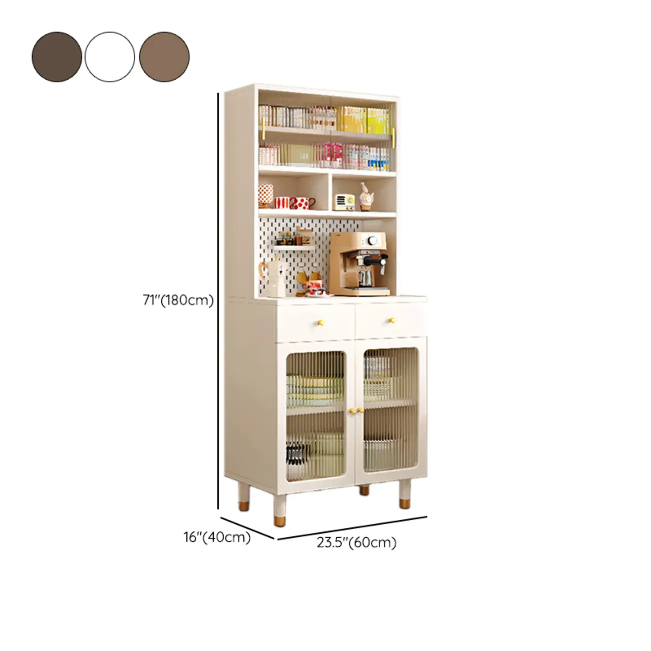 Freestanding Wooden Open Display Buffet Cabinet with Drawer