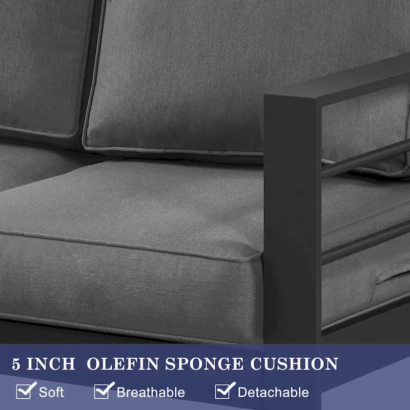 4 Pcs Patio Conversation Set with Propane Firepit