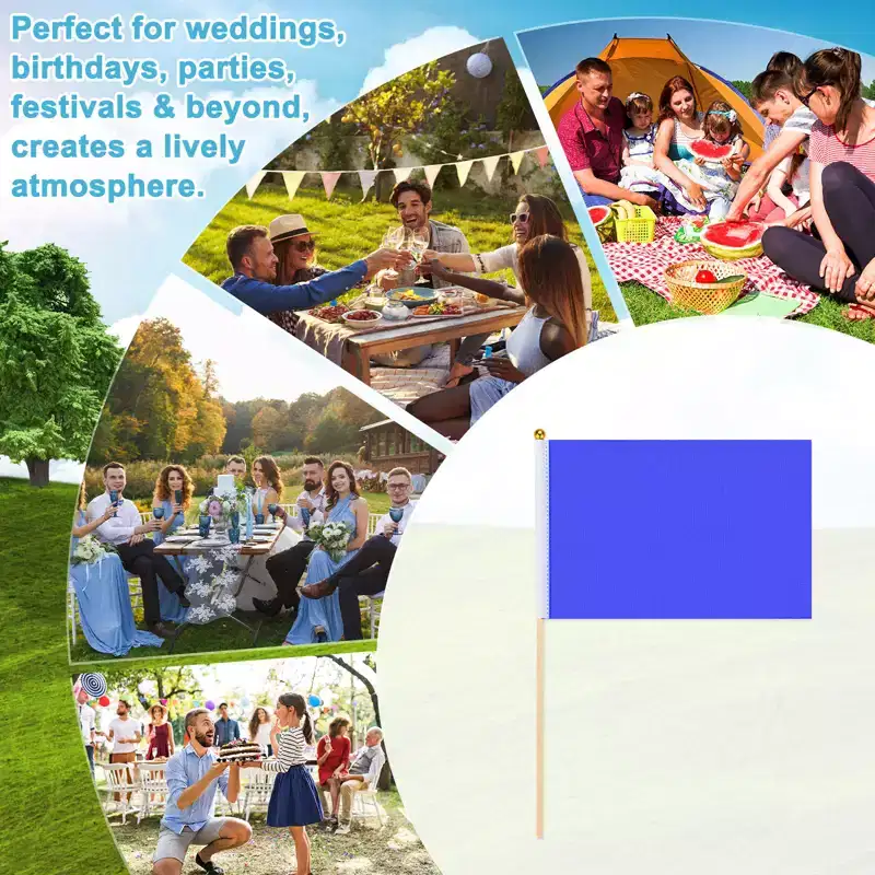 Unique Bargains Mini Sublimation Polyester Hand Held Plain Flags 12 Pcs