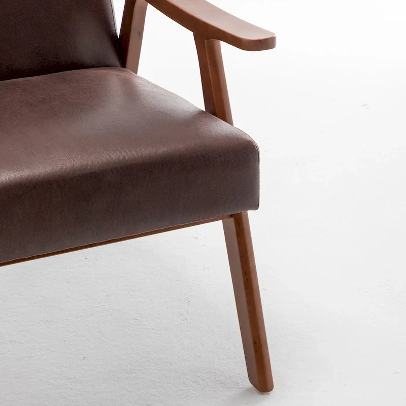 Dark Brown Mid-Century Accent Chair - Single Seat