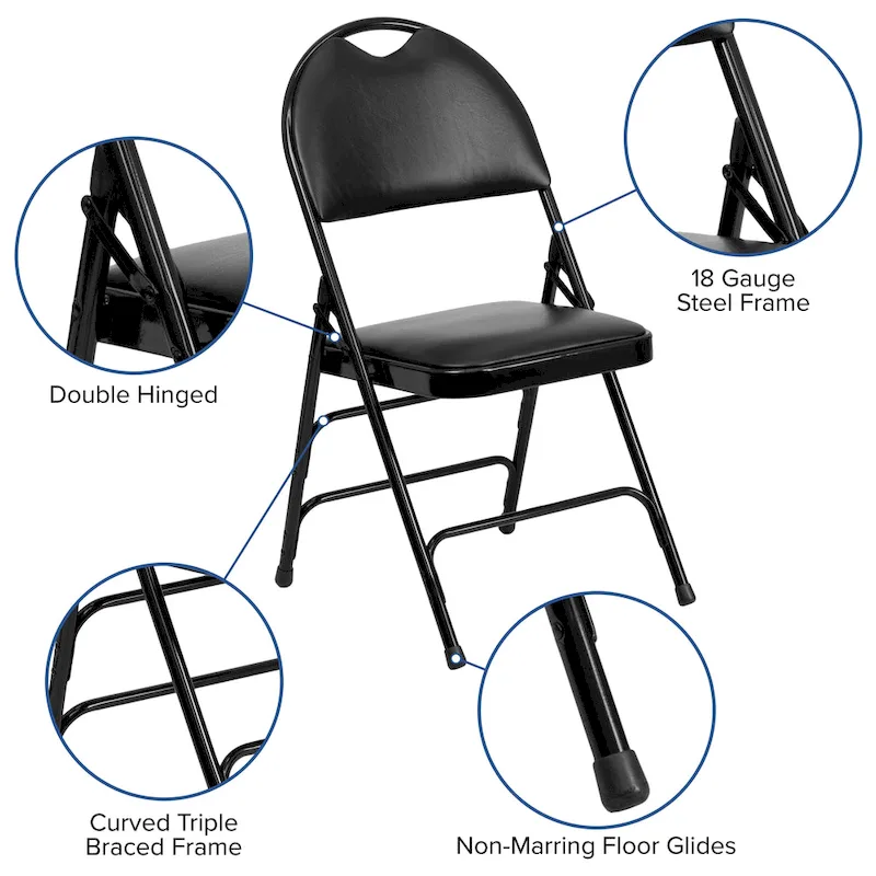 2 Pack Extra Large Ultra-Premium Triple Braced Folding Chair