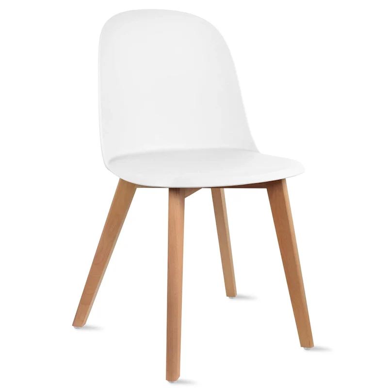 Set of 2 Plastic Dining Side Chairs with Wood Base