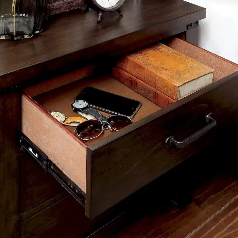 Epona Rustic Dark Walnut Wood 2-Piece Panel Bed and Nightstand Set by