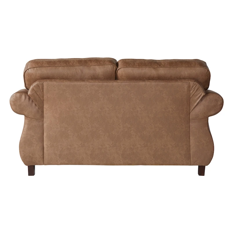 Roundhill Furniture Leinster Brown Fabric Nailhead Trim Sofa and Loveseat