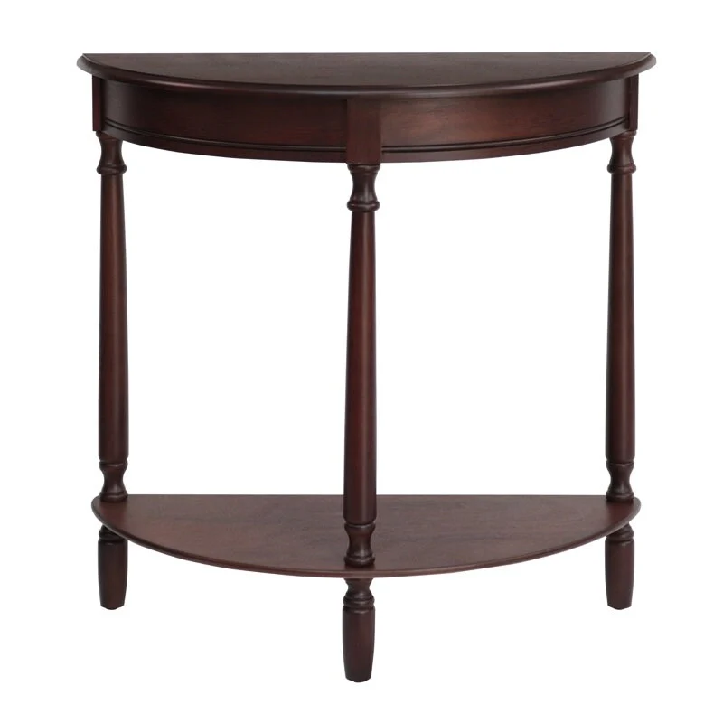 Simplify Half Round Accent Table, Walnut, 28.25w 11.8d 28.25h