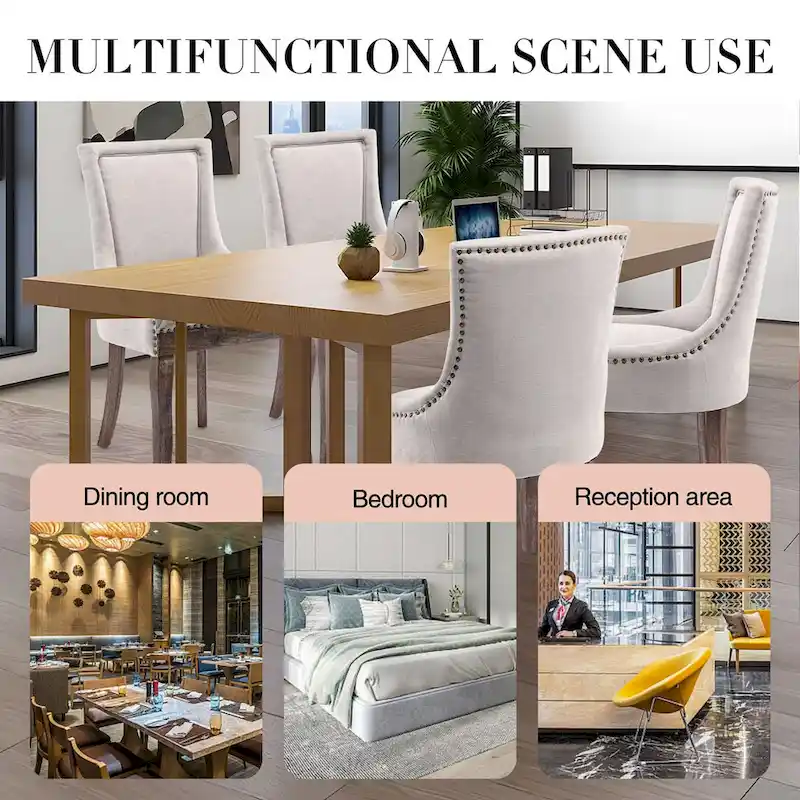 Traditional Tufted Ultra Upholstered Wingback Dining Chair Set of 4