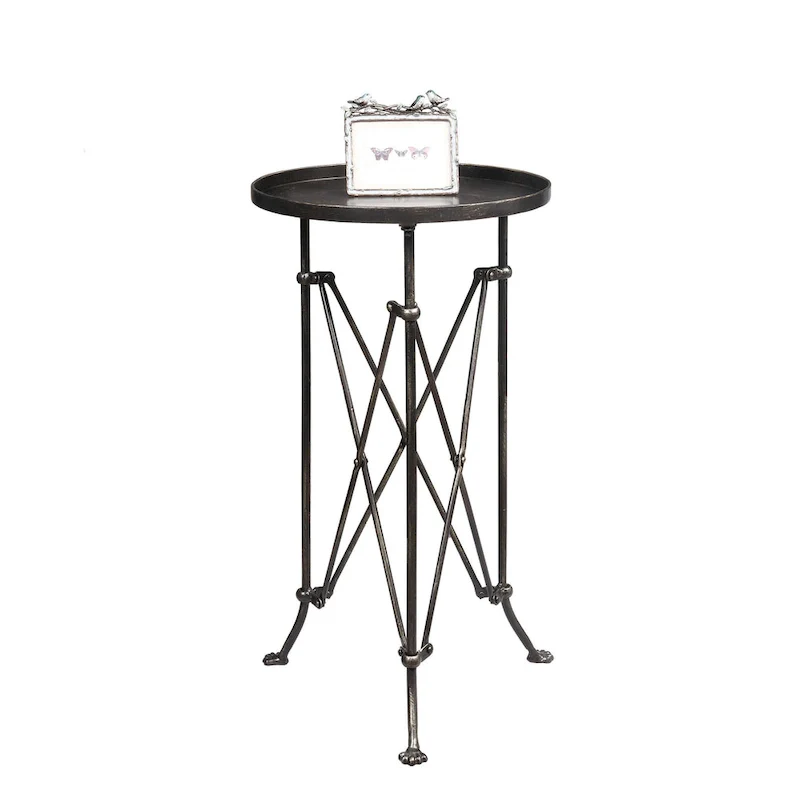 Round Metal Side Table with Claw Feet