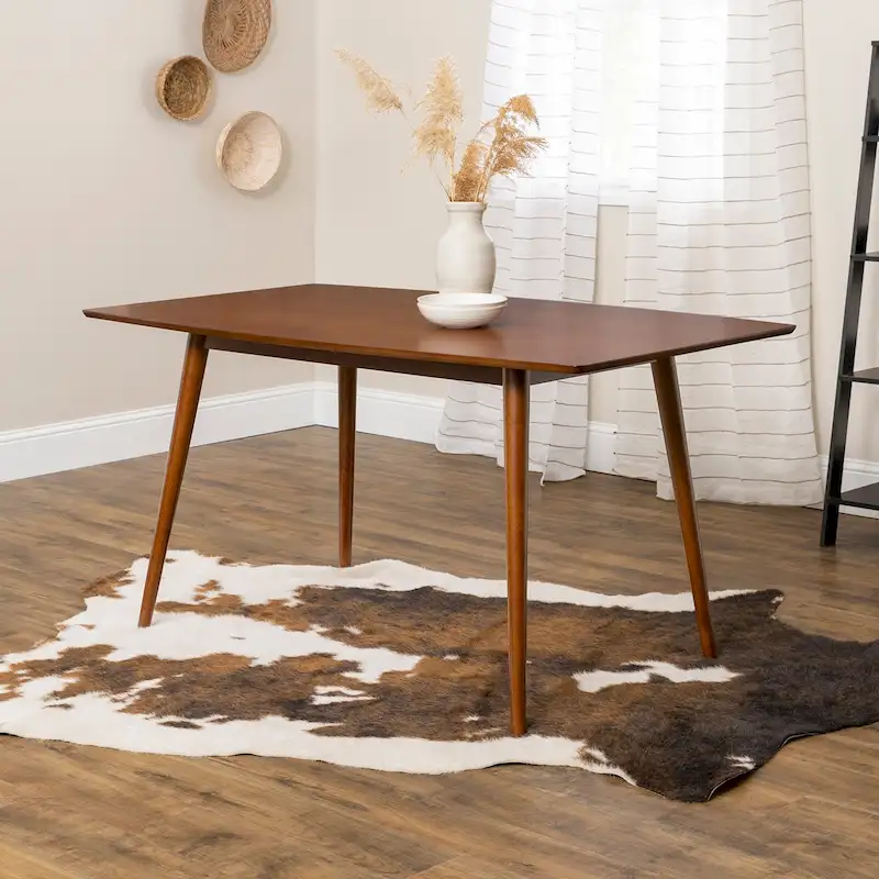 Acorn/Walnut Mid-Century Dining Table, Seats 6