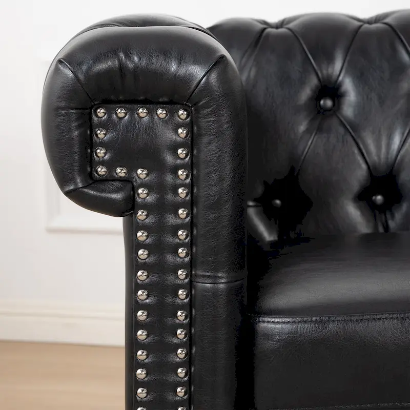L-Shaped Sectional Sofa with PU Leather Upholstery