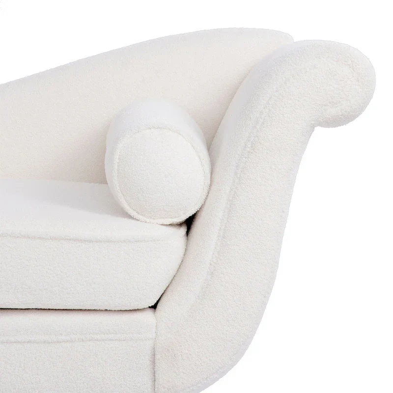 Upholstered Chaise Lounge with Scroll Arm and Wave Back