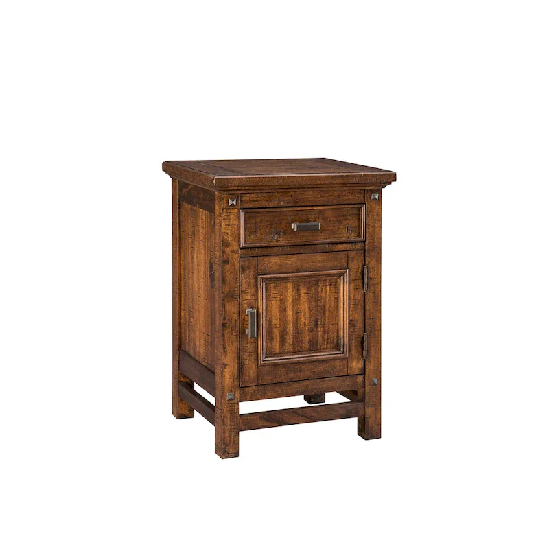 Wolf Creek Rustic Vintage Acacia 1-Door 1-Drawer Nightstand