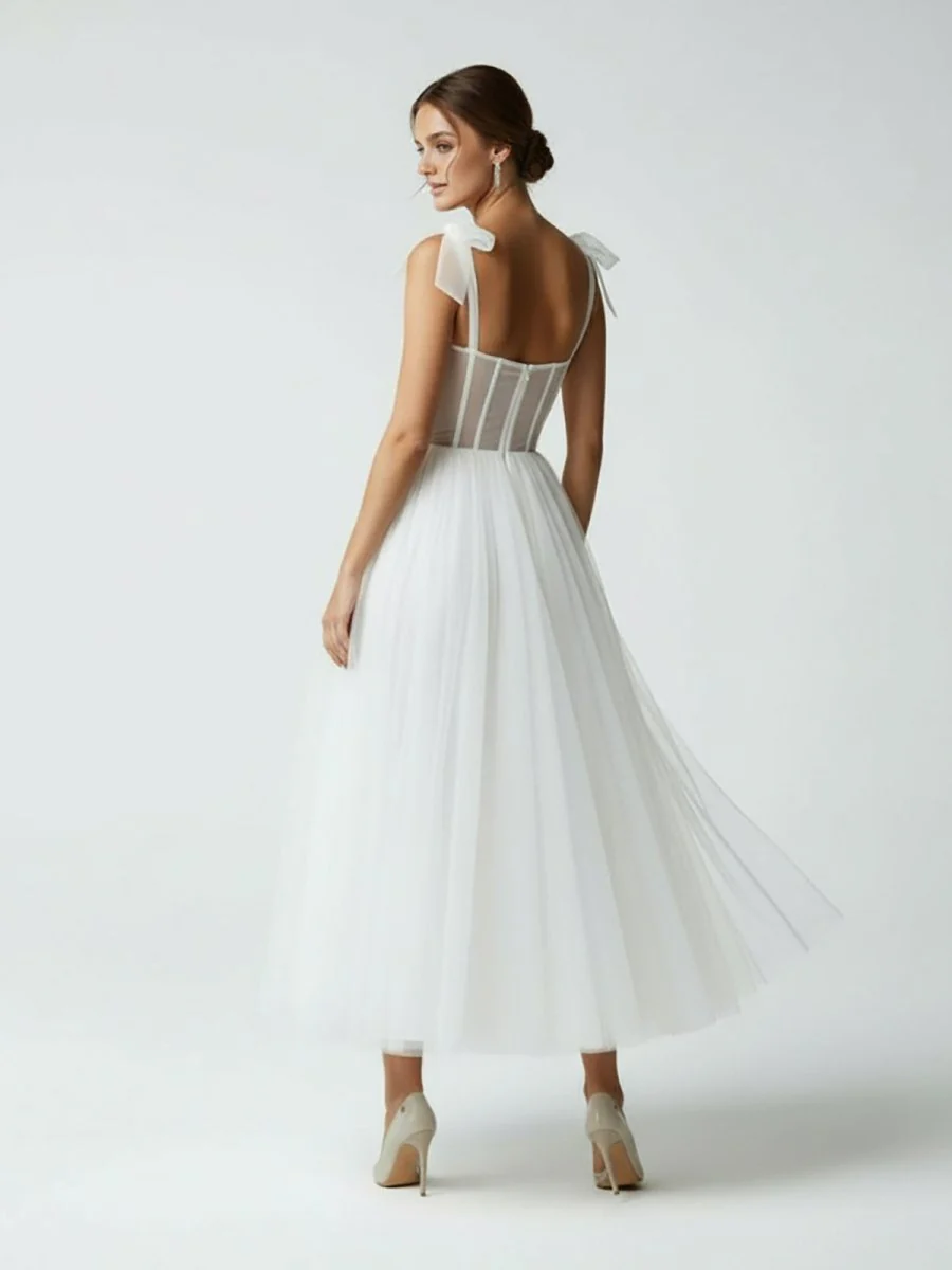 Sex Short White Wedding Dresses With Tulle Tea-Length