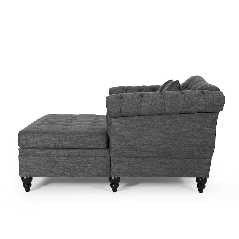 Wellston Tufted Double Chaise Lounge by Christopher Knight Home - 62.50 L x 58.50 W x 34.00 H
