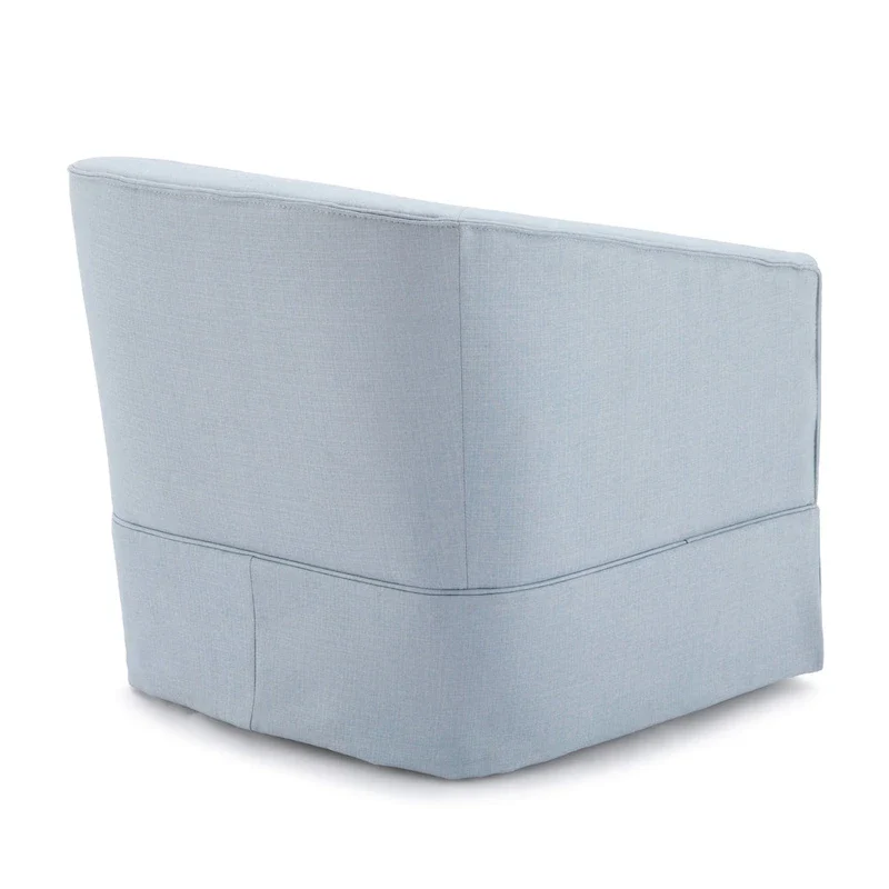 Skirted Fabric Swivel Accent Chair - Linen/Sky Blue - Single Seat
