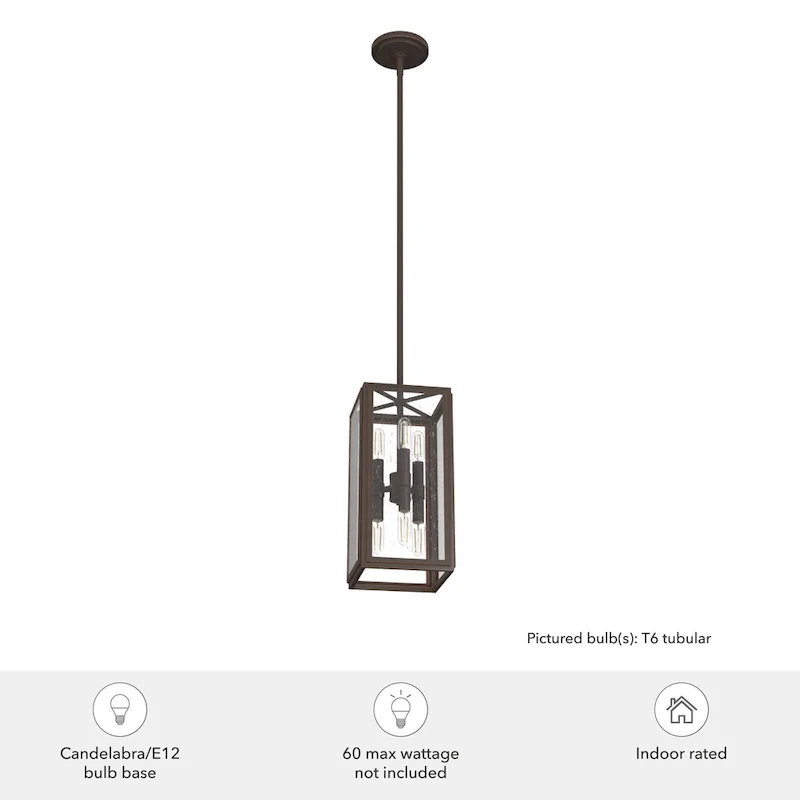Hunter Felippe 6-Light Pendant w/Clear Seeded Glass, Modern Farmhouse, Industrial - Island, Dining, Entry, Bedroom, Hallway
