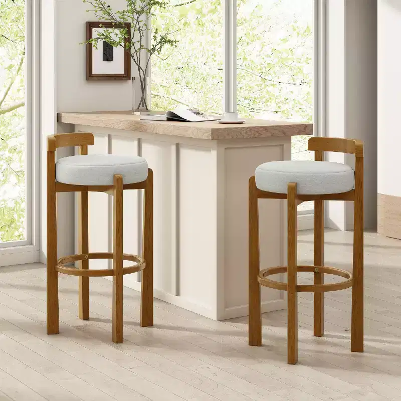 Christopher Knight Home Martin Indoor Rubberwood Low Back Upholstered Barstools (Set of 2)