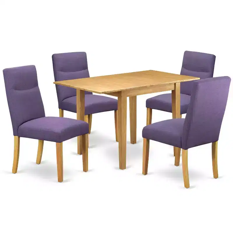 HomeStock 5-Pc Natural Oak Finish Solid Wood Top - Dining Room Set - Seats 4