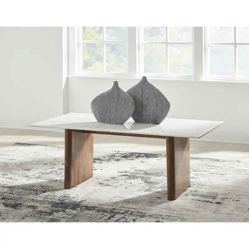 Isanti Light Brown/White Coffee Table - 48W x 26D x 17H