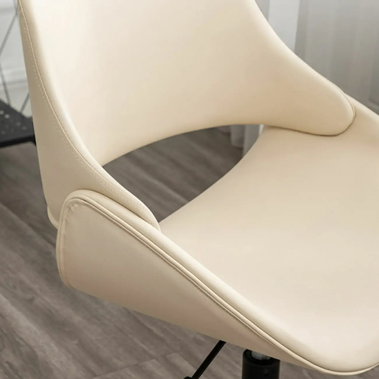Open-Back Beige Office Chair with Casters