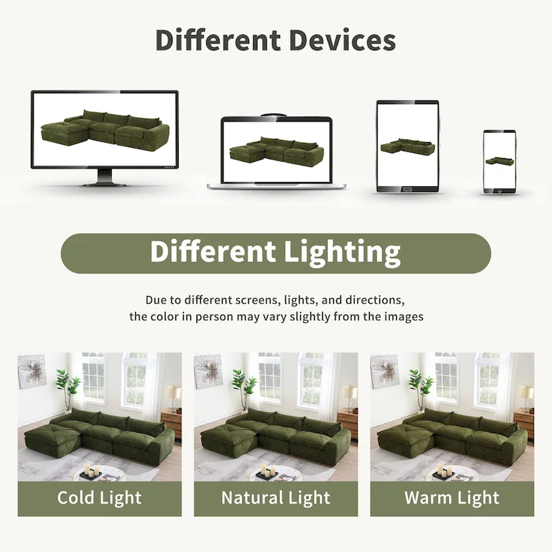 116-In Modern Chenille Sectional Sofa with High Density Foam,No Assembly Required