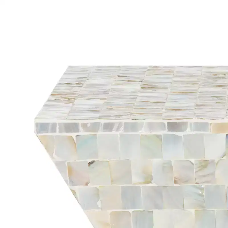 Aquamarine Square Mosaic Stool - Multi/Blue - Safavieh