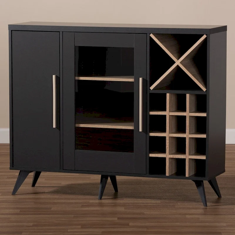 Pietro Mid-Century Modern Finished Wine Cabinet - 38.78 High x 47.24 Wide x 13.39 Deep