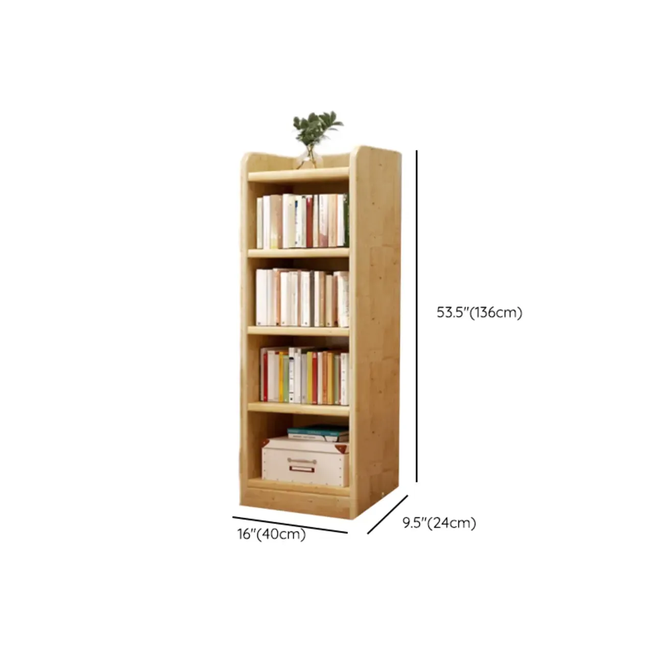 Rustic Vertical 5-Tier Closed Back Wooden Bookshelf