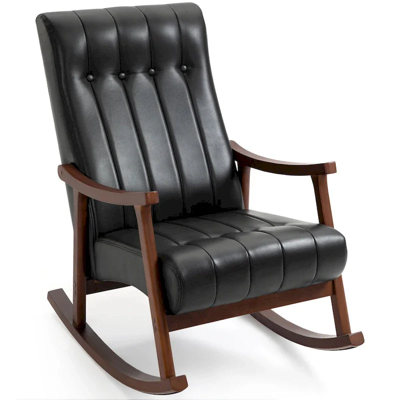 Upholstered Rocking Chair ModernHighBackArmchair