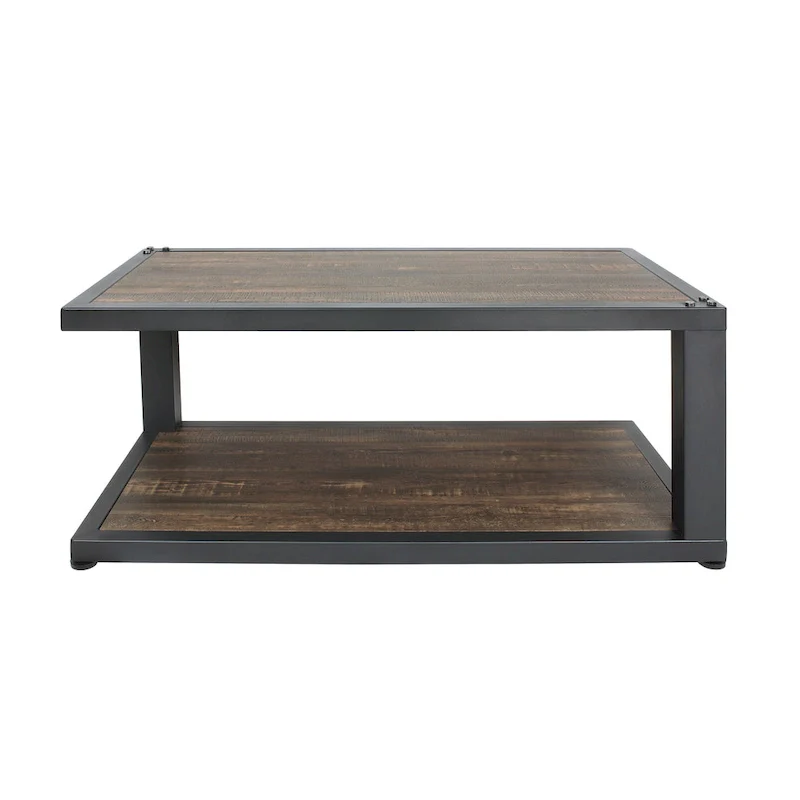 Farrow Dark Walnut and Sand Black 47-inch 1-Shelf Coffee Table by Furniture of America