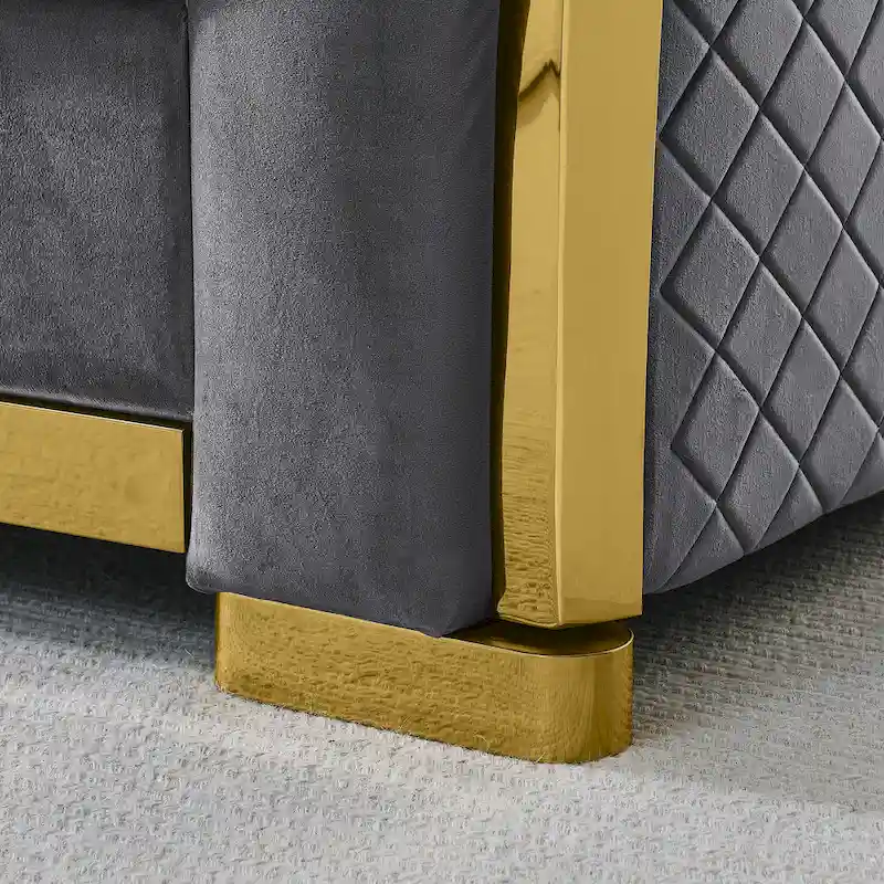 84  Luxury Chesterfield Velvet Sofa with Gold Trim