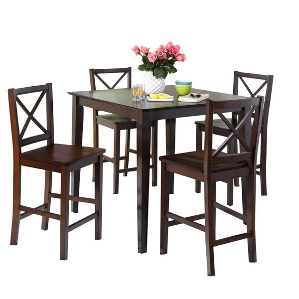 Simple Living Cross Back Counter Height 5-piece Table and Chair Set