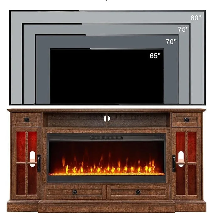 70 Farmhouse Fireplace TV Stand, Entertainment Center, Console Table