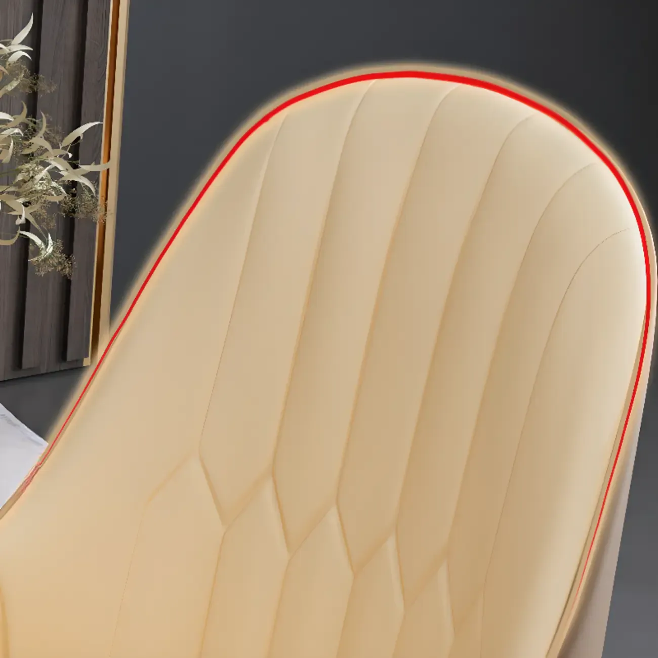 Glam Faux Leather Curved Back Armrest Dining Chair