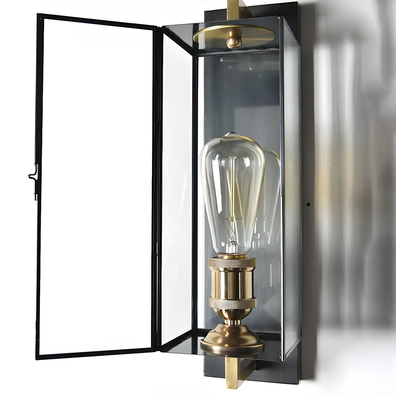 Gold Glass Small Black Modern Geometric LED Wall Sconce