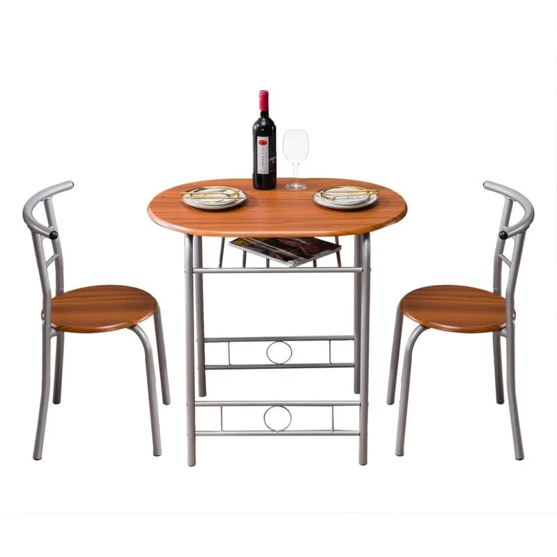 Silver/ Light Brown 3-piece Breakfast Bar Table Set