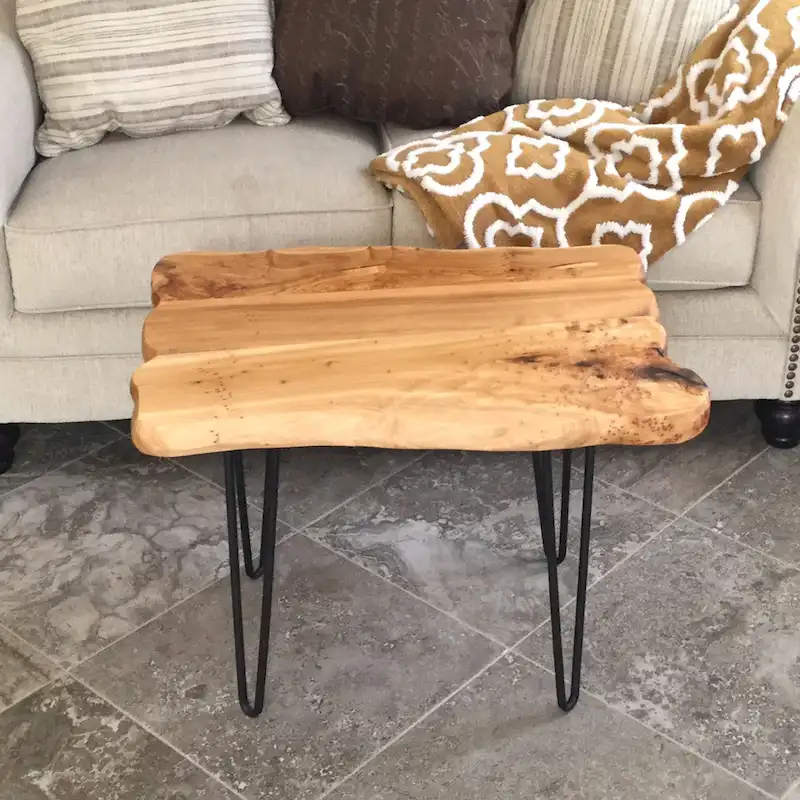 Live Edge Coffee Table - Cedar Wood - Black Hairpin Legs