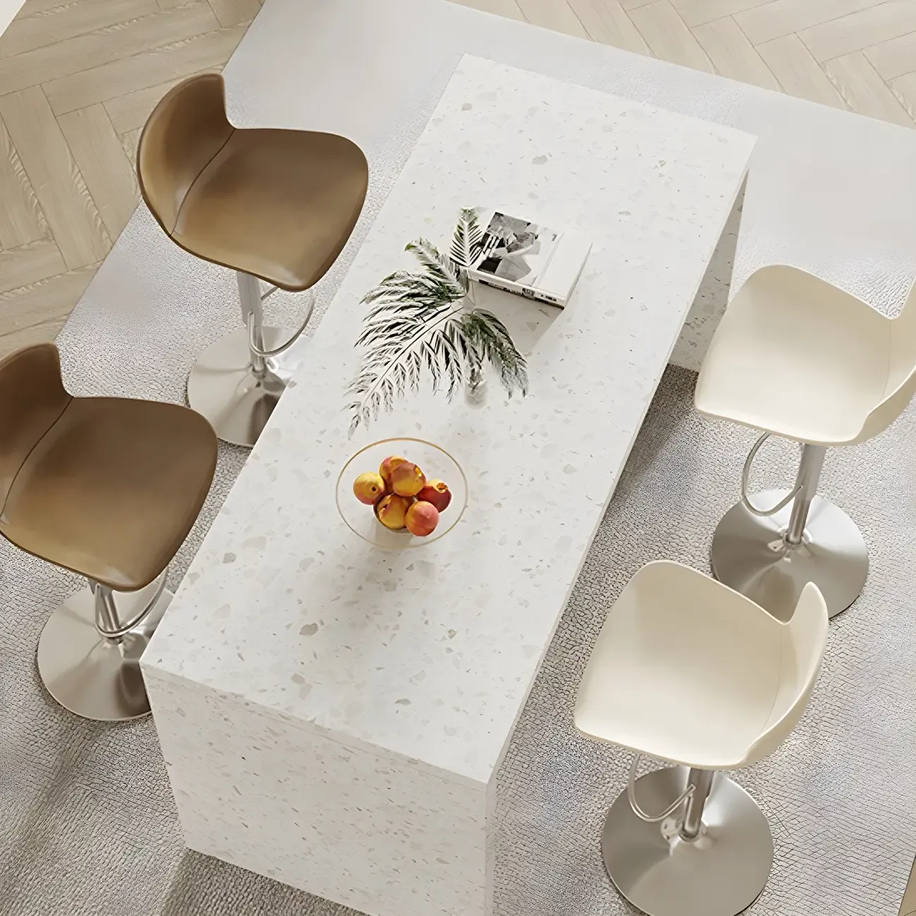 Modern White Stone Double Pedestal Bar Tables