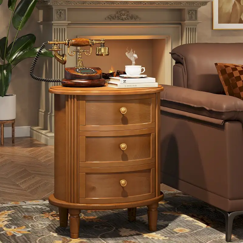 Fully Assembled Nightstand with 3 Drawers