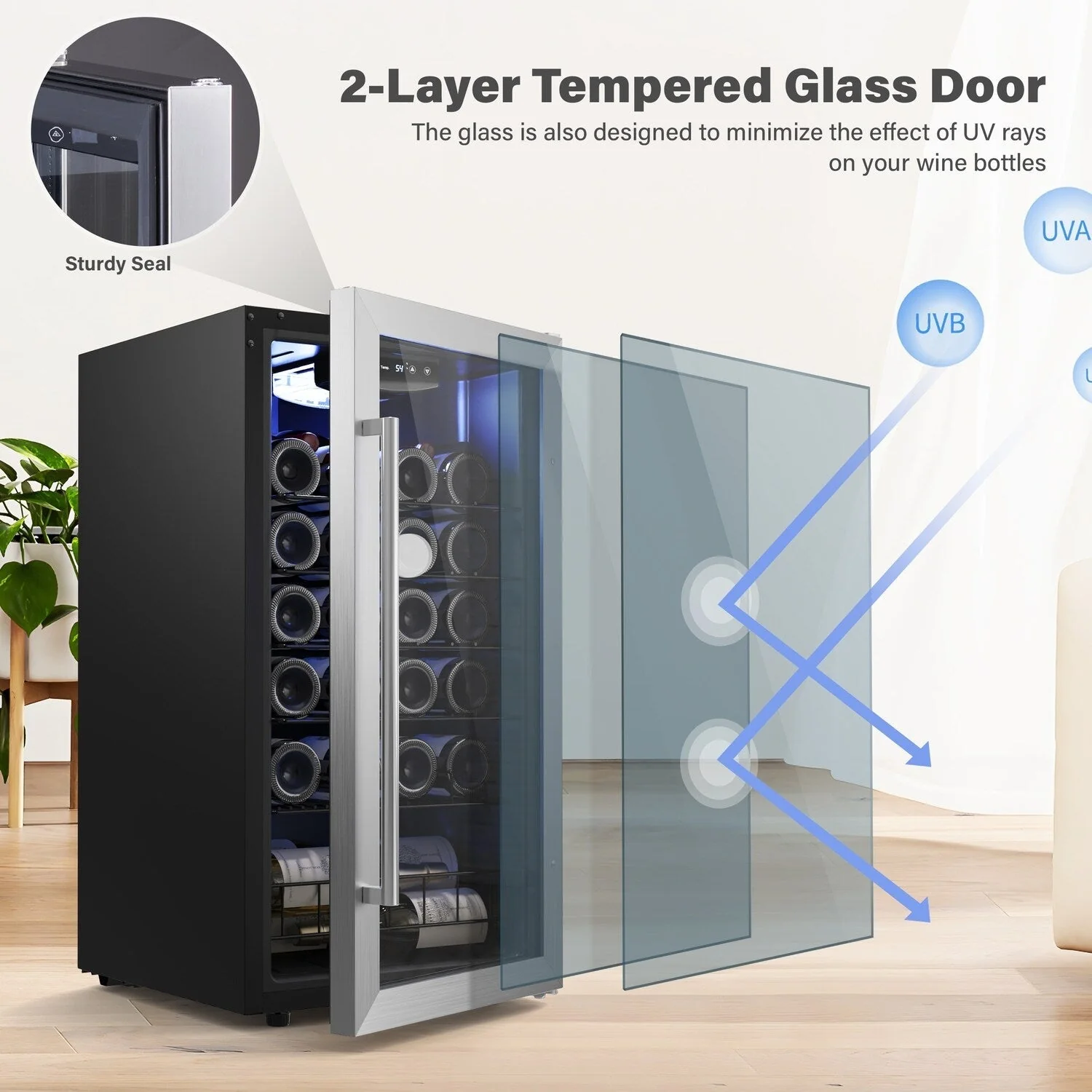 Yeego 17 Inch Single Zone 27-Bottle Freestanding Wine Cooler Mini Fridge - 16.9 inch