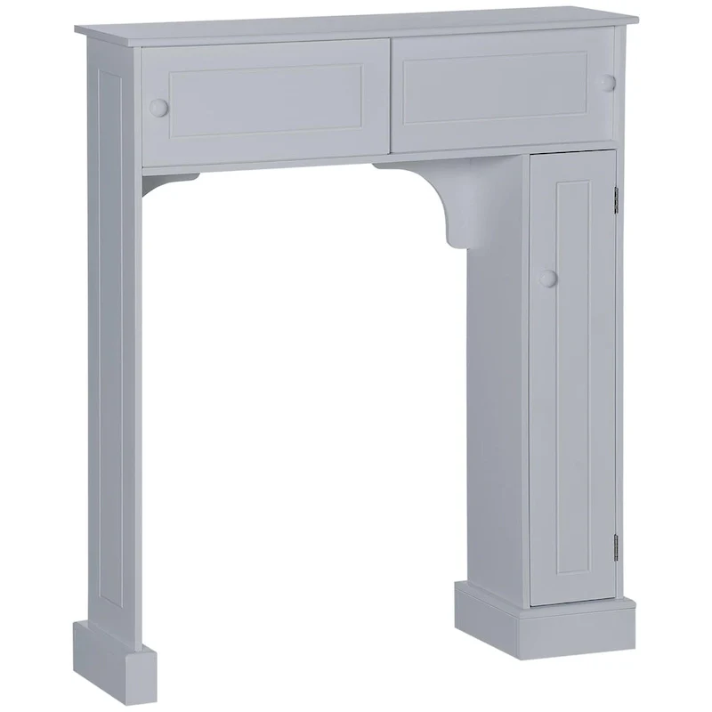 Grey Over-Toilet Storage Cabinet with Sliding Door, Freestanding, 1-Person