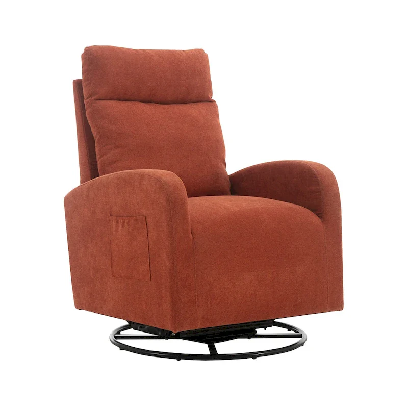 Upholstered Swivel Glider Rocking Chair with 360° Rotation