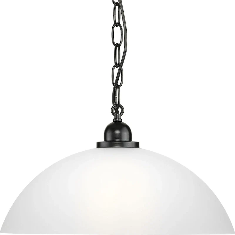 Classic Dome Collection One-Light Matte Black Transitional Pendant - 15 in x 15 in x 8.125 in