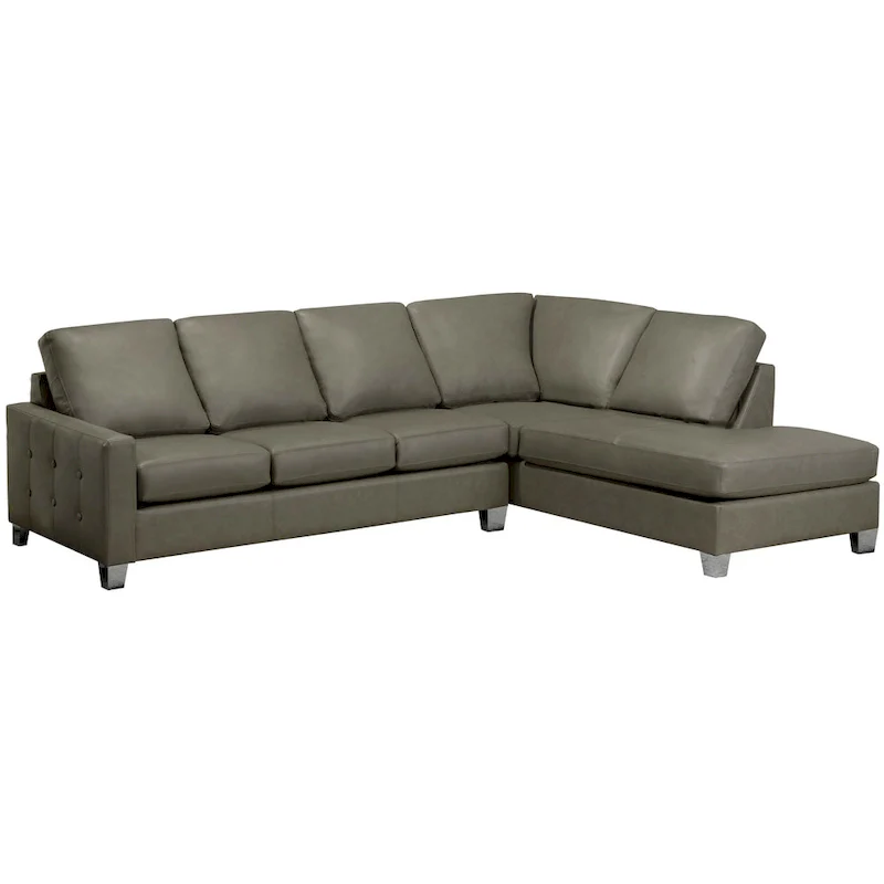 Dean Top Grain Italian Leather Tufted Sectional Sofa - 107 x 85 x 35 x 34