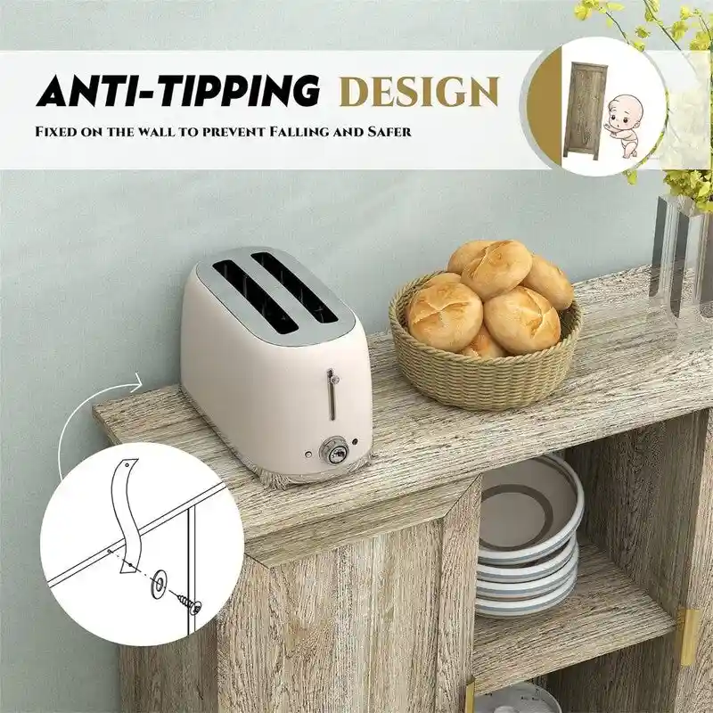 Credenza Buffet Cabinet Wooden Coffee Bar Cabinet - 11.8 D x 39.4 W x 30.7 H