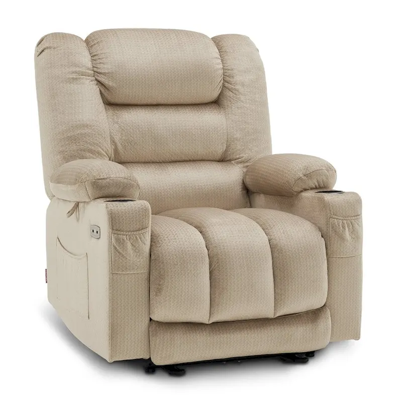 MCombo Electric Power Recliner Chair with Heat and Massage, Fabric 6079/PR670
