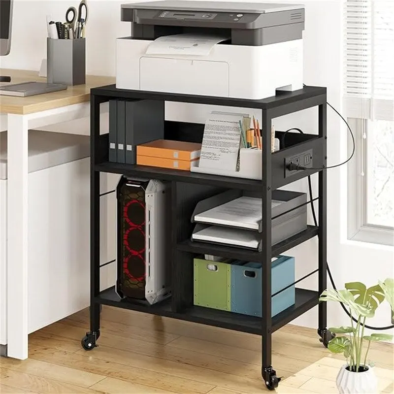 Rolling Printer Stand with Charging Station